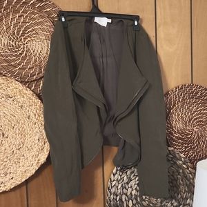 LUSH Olive green waterfall front double zip detail jacket size small